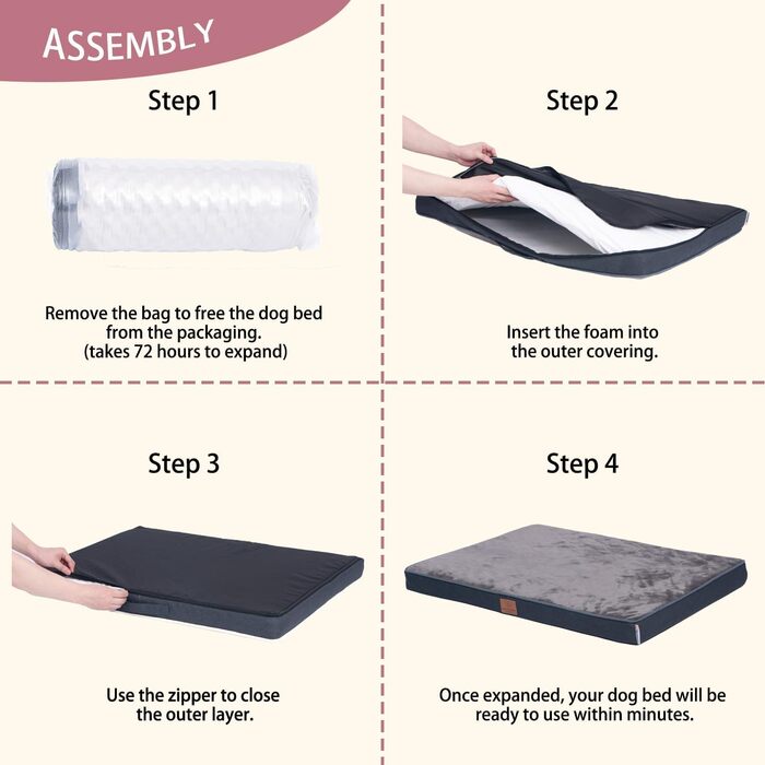 Ортопедичне лежанка для собак Преміум класу з піною з ефектом пам'яті, XL, 112x81x8 см, темно-сіра