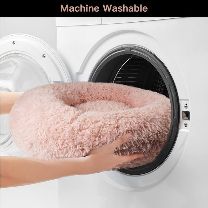 Заспокійливе ліжко для собак, анти-тривожне доннатне ліжко для собак, мале, середнє та велике, миється, плюш, пухнасте, для дому, коти, кошенята, кругла подушка для сну (XX-Large, Рожевий)