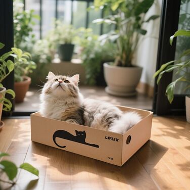 LIFLIX Дряпальня для котів з будиночком, 7 шт. з гофрокартону, міцна, 42×32×15 см