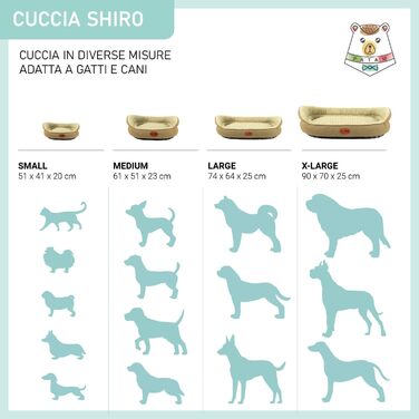 Ліжко для собак та котів Shiro Beige, знімний чохол, машинне прання, м'яке ліжко з піднятим бортиком, антиковзаюча підкладка, розмір Small 51 x 41 x 20 см