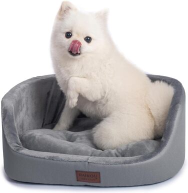 Кругле ліжко для собак середнього розміру Raikou, м'яке та зручне, з неслизьким покриттям. Підходить для собак та котів середніх та маленьких порід. Колір: темно-сірий, розмір: 45 x 34 x 17 см