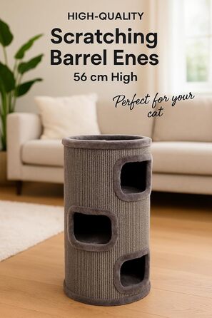 Драпак для котів Flamingo Enes S сірого кольору, 56 см, діаметр 42 см, сизаль та плюш