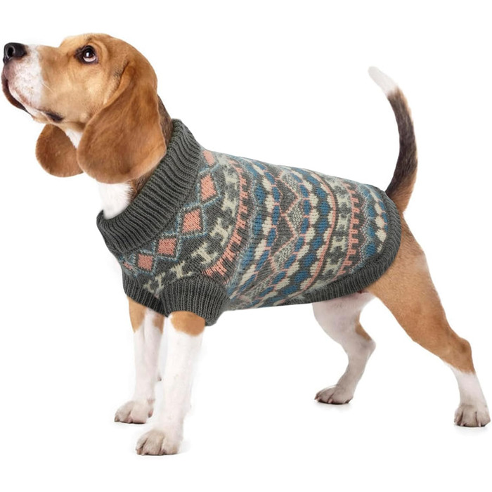 Пуловер для собак Hjumarayan Boho, теплий пуловер для маленьких собак, святковий пуловер для собак, пуловер з отвором для повідка, для Чихуахуа, Йоркширського тер'єра, Джек Рассел, сірий (L)