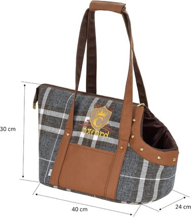 CAZO Oxford переносна сумка-переноска для собак та котів, 30x40x24 см, коричнева в клітинку, LXD1001
