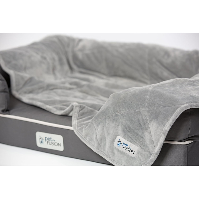 PetFusion Premium Plus X-Large лежак-для-собак 148x122 см, двосторонній, сірий мікроплюш, 100% м'який поліестер