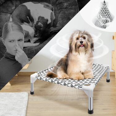 Підвищене лежанка для собак на вулицю, велика, бавовна, протиковзкі ніжки, до 45 кг (трикутник, 51 x 51 x 13 см)