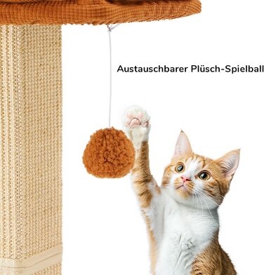 Високий котячий будиночок FUKUMARU з платформою 46x36 см, з натурального сизалю та масивного дерева. XL