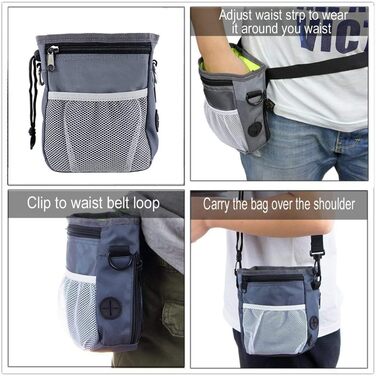 Сумка для ласощів для собак Hanwell з дозатором для прибирального інвентарю, водонепроникна, сіра