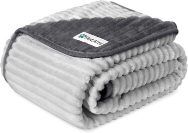 Водонепроникний килимок для собак PetAmi, захисний від протікання, для малих, середніх та великих собак, двосторонній, під меблі, ліжко, диван, софу, чохол, м'який, в смужку, килимок для домашніх тварин, 152,4 x X-Large (60x80), сірий/світло-сірий