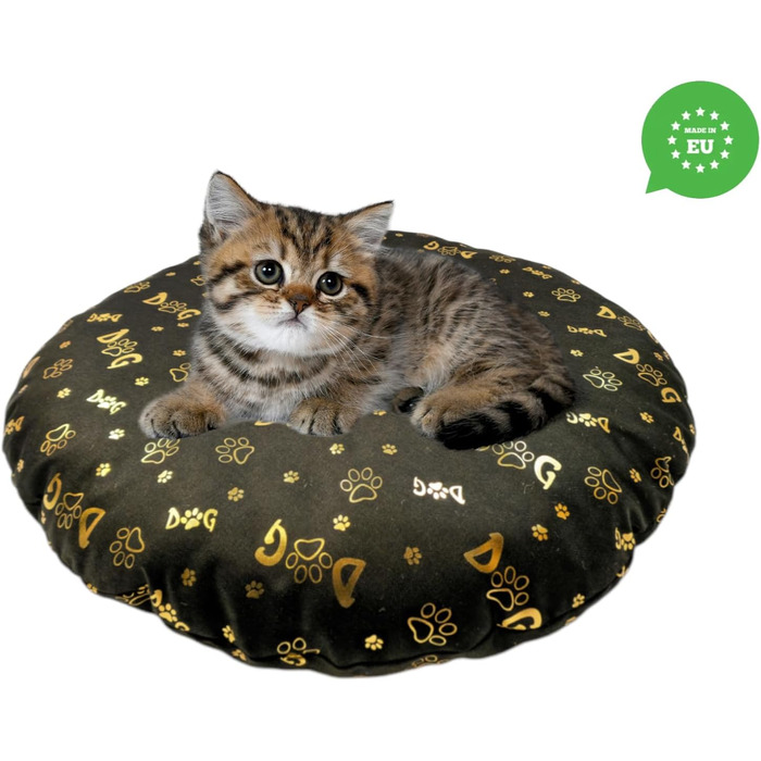 М'який лежак для собак та котів, круглий, діаметр 60 см, коричневий колір. Лежанка для собак, котяча лежанка, килимок для котів, матрац для собак або котів. Можливість прання. Ідеально підходить для переносних кліток або лежанок. Діаметр 60 см (⌀ 50 см, т