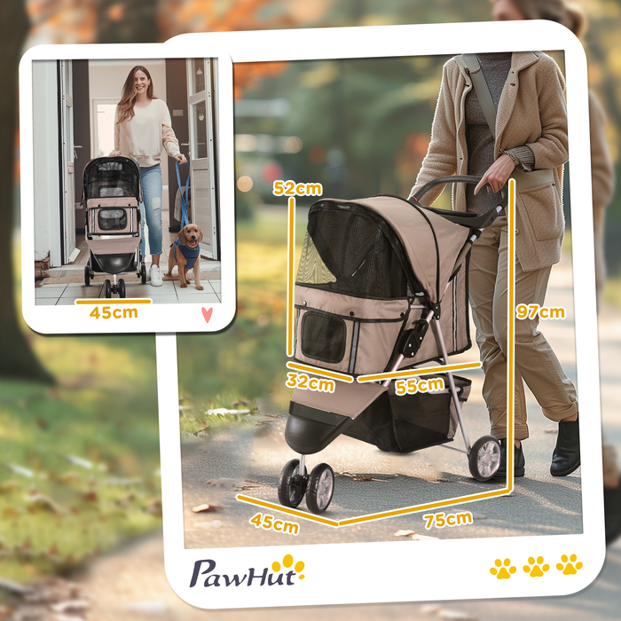PawHut Dog Stroller Баггі для собак і кішок, багатокольоровий (кавово-коричневий)| Аосом