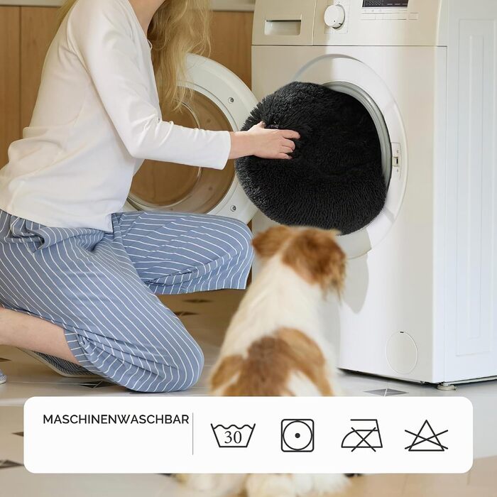 Ліжко для котів та собак BEDSURE, Ø50 см, кругле, плюшеве, сіре - м'який лежак для котів та маленьких собак