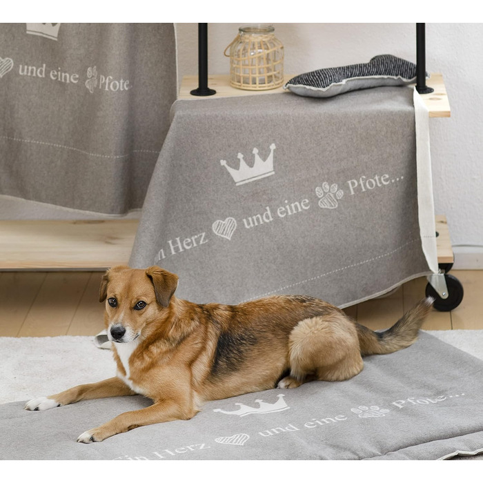 Лежанка для собак David Fussenegger 'Серце та лапа' 70 x 90 см, димчасто-бежева