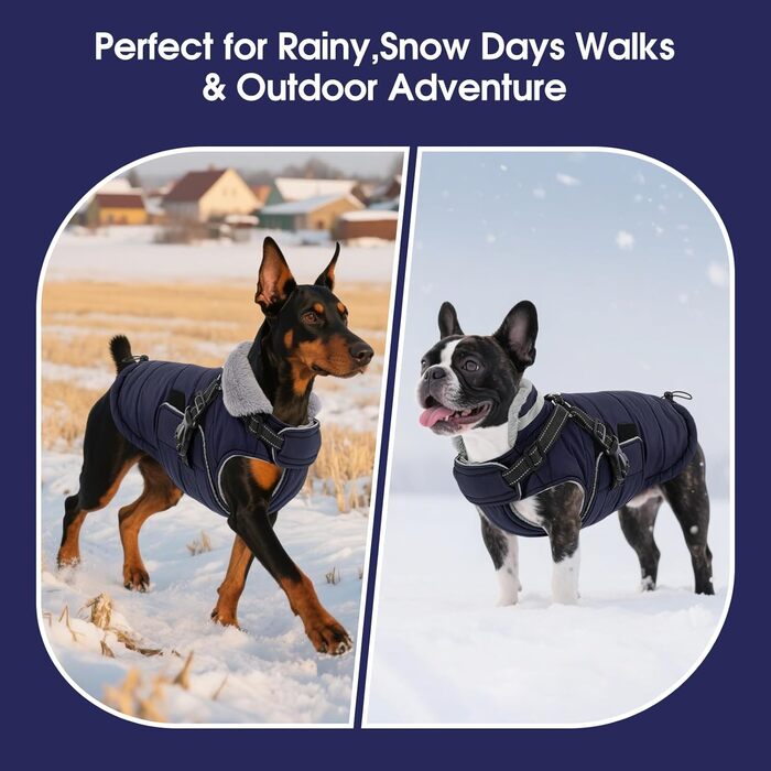 Зимовий одяг для собак ASENKU: теплий, водонепроникний, вітрозахисний, з світловідбиваючими елементами. Підходить для малих, середніх та великих собак. Кольори: зелений (S), синій (S).