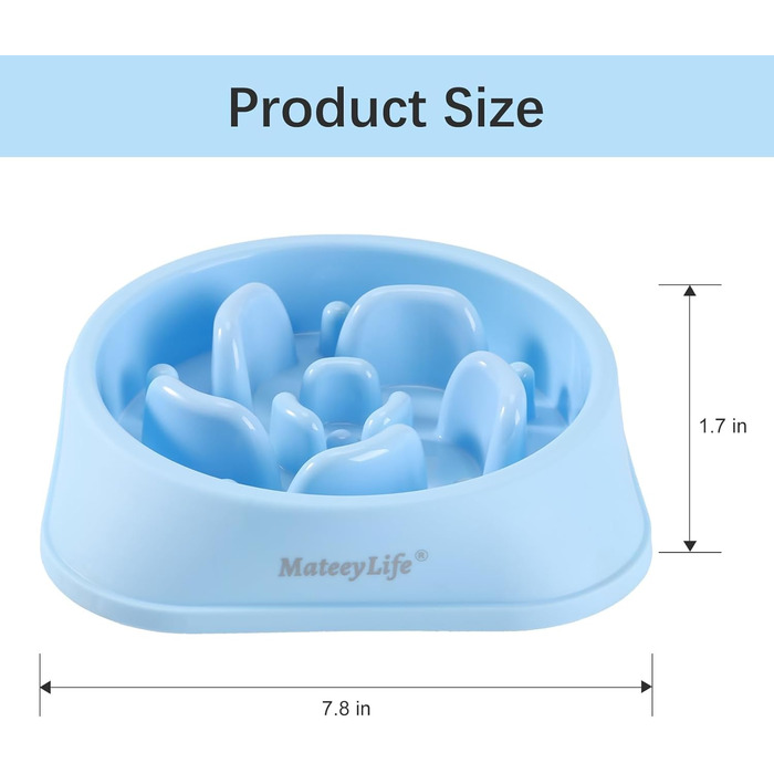 Миска для собак MateeyLife Slow Feeder - повільна годівниця, синій/темно-синій, середня