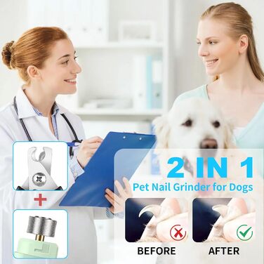 Шліфувальник кігтів для собак Czemo Profi Krallenschleifer, портативний, тихий, для собак та котів, 2 швидкості, догляд за кігтями, середні та малі породи