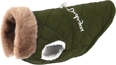 Зимова куртка для собак з кільцем D, вітронепроникна, холодостійка, для вулиці, для мопсів, шиба-іну, чихуахуа, зелена, розмір L