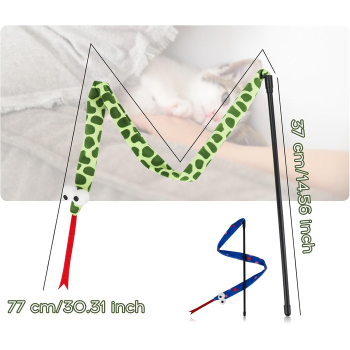 Іграшка для котів Andiker: плюшева котяча змія, 111.8 см, 2 шт. Інтерактивна іграшка для котів та кошенят, довга, легка