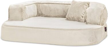 Ортопедичне собаче ліжко Tierlando Sharleen VISCO Plus з м'якої тканини Тедді, 80x60 см, колір: кремовий