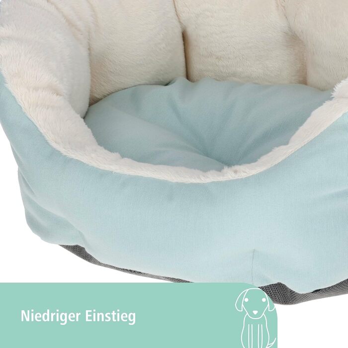 Лежанка для собак та цуценят Kerbl Pet, блакитна, 45x40x20 см, бавовна, поліестер, знімний внутрішній подушкою, антиковзаюча підкладка