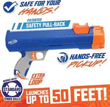 Іграшка для собак Nerf Dog Blaster з 3 м'ячами в сітці, 40,6 см, синій/оранжевий/зелений
