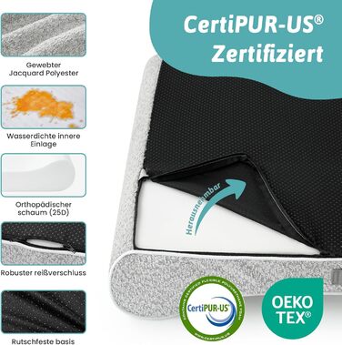 Ортопедичне собаче ліжко для великих собак, 114x76x15 см, знімний чохол, підвищений борт. Водонепроникна, антиковзаюча, стійка до деформації собача лежанка у формі човна, сірого кольору, L (114x76x15 см)