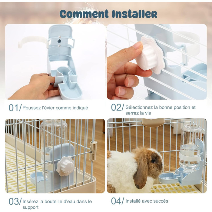 Автоматичний диспенсер води для тварин HYLYUN, 500 мл, підвісний, для морських свинок, шиншил, їжаків, фреток, блакитний