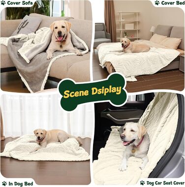 Водонепроникний плед для собак Baodan, 73x100 см, миючий флісовий плед - м'який, теплий та затишний. Ідеально підходить як підстилка для домашніх тварин на ліжко, диван та крісло, Бежевий колір