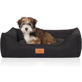 Лежак для собак Knuffelwuff Lotte XXL 120x85 см чорний, велюр, знімний чохол, для великих, середніх і малих порід, праний, преміум-якість