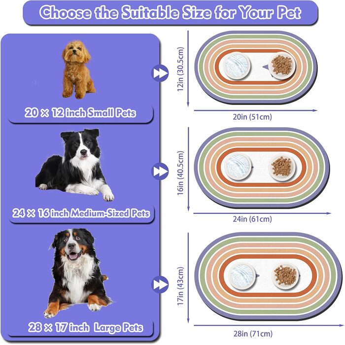 Підстилка для миски для собак та котів METEOROCK, 71x43 см, вбираюча, легко миється, фіолетовий зірка