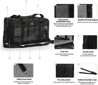 Переносний лежак-переноска для котів та собак X-ZONE, чорний, 44x28x28 см