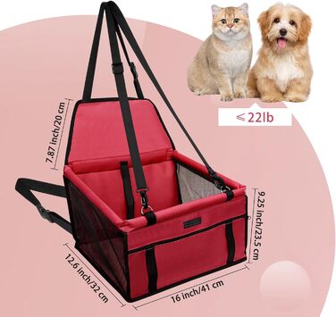 Сидіння для собак PetsHome, складане, водонепроникне, дихаюче, оксфорд, для малих і середніх собак, цуценят і домашніх тварин, червоне