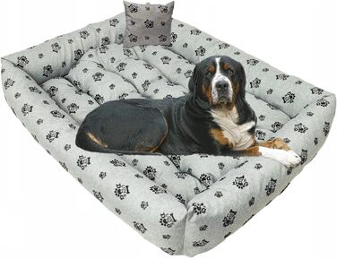 Водонепроникне ліжко для собак - ліжка для маленьких та великих собак - ліжко для собак з неслизьким дном - собачий кошик, собачий лежак (120x90x20, сіре льоноподібне, 
