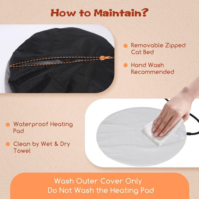 Кішечкове ліжко Nobleza з регульованою температурою, тепла підстилка у вигляді пончика з захисним кабелем, що не гризеться, 50 см, сіре