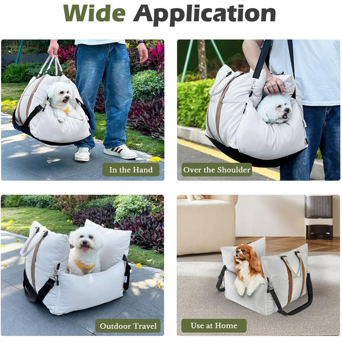 Pawaboo Автомобільний крісло для собак, водовідштовхувальне, з ременями та шнуром безпеки, посилене, сумка для подорожей з м'якою оббивкою, до 11 кг, світло-сірий