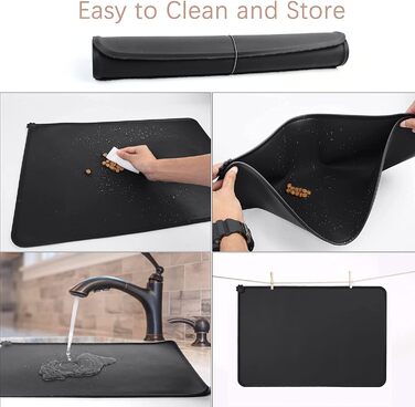 Килимок для годування собак і котів, силіконовий, чорний, L (47x30 см), 180г