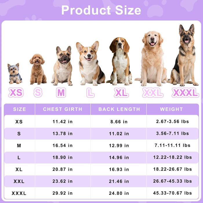 Піжама для собак Bienbee, комплект 4 шт. (серця, квіти), розмір M, дихаюча, еластична, для дрібних, середніх та великих собак, цуценят, хлопчиків та дівчаток