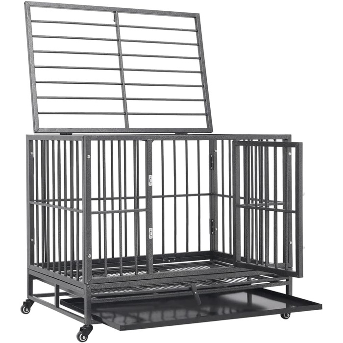 Клітка для собак з колесами vidaXL, сталева, 102x72x85 см, транспортна переноска
