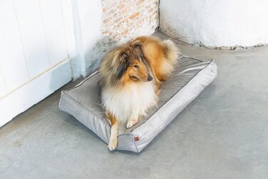 Подушка для собак Lotte Nalino, велюр, сіра, 100x70x15 см