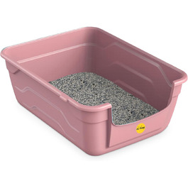 Лоток для котів з високим бортиком, без кришки, рожевий, 50 x 38,5 см