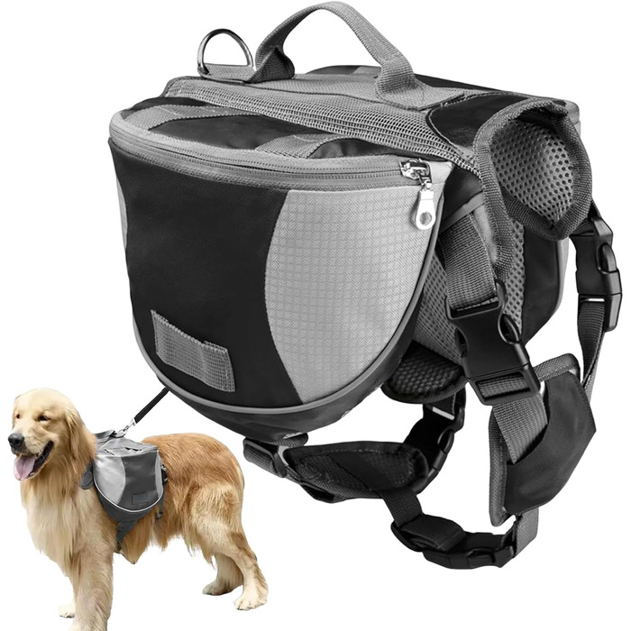 Рюкзак для собак Nankoyal з бічними кишенями, регульоване оснащення, для кемпінгу, подорожей, міста та авто