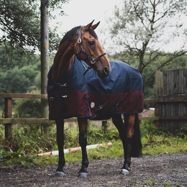 Кінська попона eQuitack 1200 ден, водонепроникна з флісовою підкладкою, 125 см, синя/бордова