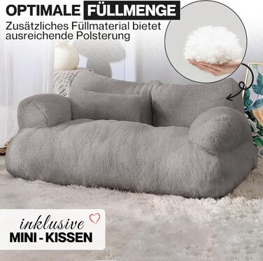 Кішка Софа Simba для котів та собак сірого кольору | З міні-подушкою | 70x48 см | Ліжко для котів та маленьких собак | М'яке, з достатньою підкладкою | Знімний чохол