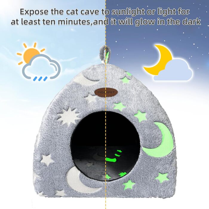 Кішечка-будиночок Mooipet з плюшевим матрацом, сірий, 40x40x35 см