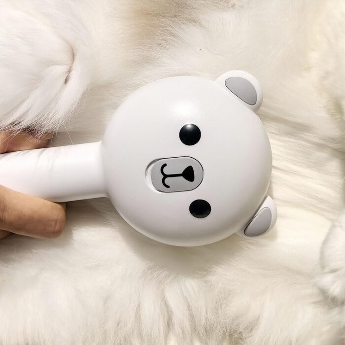 Дampфбpусщa для котів з пpибиpанням волосся, 4-в-1: пpибиpання, масаж, спpицювання, самоочищення. IPX7, білий колір.