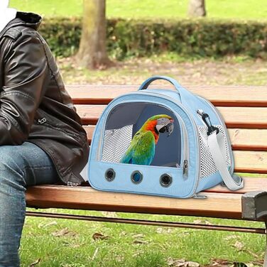 Переносна сумка-переноска для птахів Vogeltransport - Легка, дихаюча сумка для папуг, хом'яків та інших дрібних тварин (Світло-блакитний)