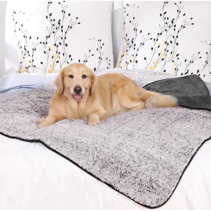 PETTOM Деки для собак Водонепроникні, Деки для собак на диван 152 x 127 см, Деки для собак з Sherpa та Flanell, Деки для домашніх тварин М'які, Можна прати в пральній машині L: 152*127 см Темно-сірий