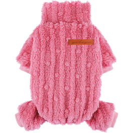 Піжама для собак маленьких порід: теплий флісовий комплект для дівчаток та хлопчиків, теплий зимовий костюм для Чихуахуа, Йоркі та інших, рожевий, середній розмір