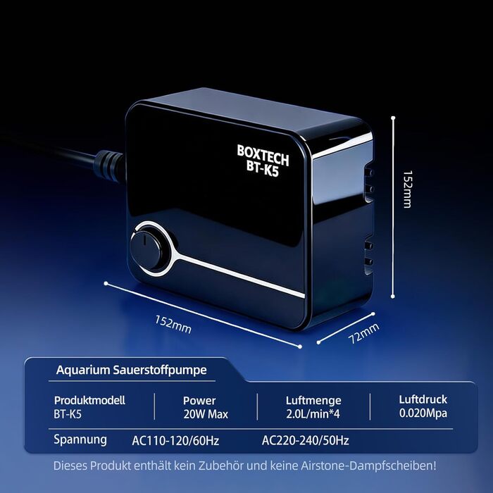 Повітряний компресор для акваріума Boxtech 10W, 4 виходи - тихий, регульований, для акваріумів 50-500л