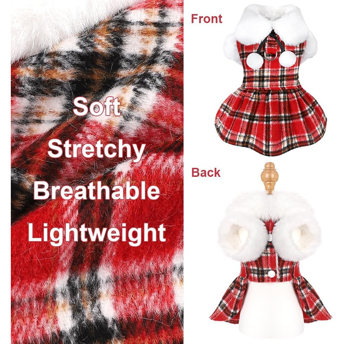 Пуловер для собак з повідком, комплект з D-подібним кільцем, в клітинку, з флісу, одяг для маленьких собак, дівчаток та хлопчиків, зимове халат для домашніх тварин, теплий одяг, теплий халат для собак, осінь, розмір XXS, червоний/подорожний, однотонний (G